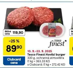 Tesco Finest hovězí burger nabídka