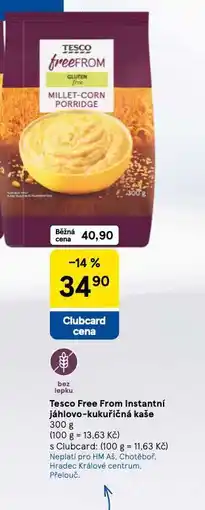 Tesco Free form instatní jáhlovo-kukuřičné kaše nabídka