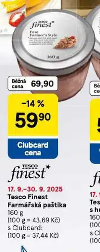 Tesco Finest farmářská paštika nabídka