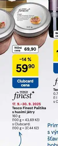 Tesco Finest paštika s husími játry nabídka