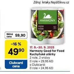 Tesco Harmony good for food kuchyňské utěrky nabídka