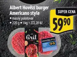 Albert Hovězí burger americano style nabídka