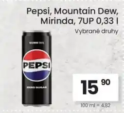 Kubík potraviny Pepsi, Mountain Dew, Mirinda, 7UP nabídka