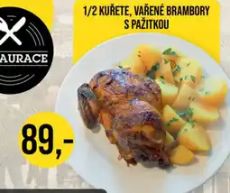 Jip 1/2 kuřete, vařené brambory s pažitkou nabídka