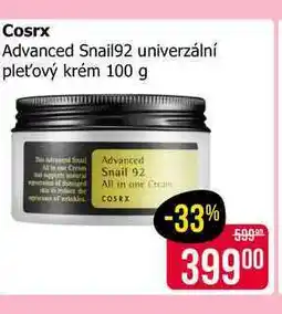 Teta Cosrx Advanced Snail92 univerzální pleťový krém 100 g nabídka