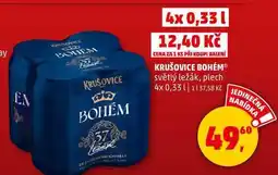 Penny Market KRUŠOVICE BOHÉM světlý ležák, plech, 4 x 0,33 l nabídka