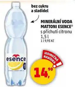 Penny Market MINERÁLNÍ VODA MATTONI ESENCE s příchutí citronu, 1,5 l nabídka