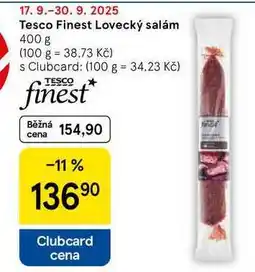 Tesco Tesco Finest Lovecký salám, 400 g nabídka
