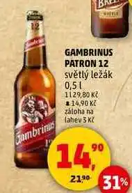 Penny Market GAMBRINUS PATRON 12 světlý ležák, 0,5 l nabídka
