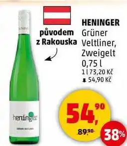 Penny Market HENINGER Grüner, Veltliner, Zweigelt, 0,75 l nabídka