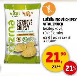 Penny Market LUŠTĚNINOVÉ CHIPSY VITAL SNACK bezlepkové, různé druhy, 65 g nabídka