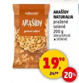 Penny Market ARAŠÍDY NATURALIA pražené solené, 200 g nabídka