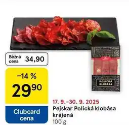 Tesco Pejskar Polická klobása krájená, 100 g nabídka