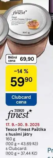 Tesco Tesco Finest Paštika s husími játry, 160 g nabídka