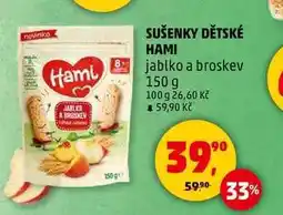 Penny Market SUŠENKY DĚTSKÉ HAMI jablko a broskev, 150 g nabídka
