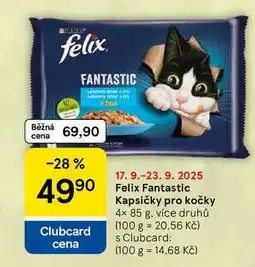 Tesco Felix Fantastic Kapsičky pro kočky, 4x 85 g nabídka