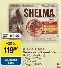 Tesco Shelma Kapsičky pro kočky, 12x 85 g, dva druhy nabídka