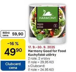 Tesco Harmony Good for Food Kuchyňské utěrky, 2 role. 2 vrstvy nabídka