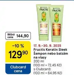 Tesco Fructis Keratin Sleek Šampon nebo balzám na vlasy, 200 ml nabídka