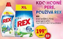 Penny Market REX prací prášek 2,75 kg, prací gel 2,475 l nabídka