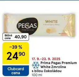 Tesco Prima Pegas Premium White Zmrzlina s bílou čokoládou, 100 ml nabídka