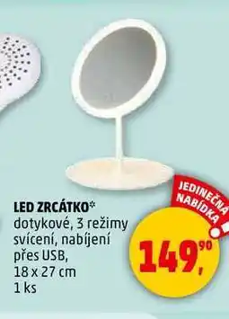 Penny Market LED ZRCÁTKO dotykové, 3 režimy svícení, nabíjení přes USB, 18 x 27 cm, 1 ks nabídka
