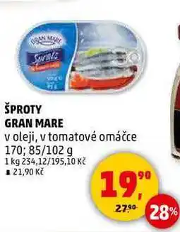 Penny Market ŠPROTY GRAN MARE v oleji, v tomatové omáčce, 170 85/102 g nabídka