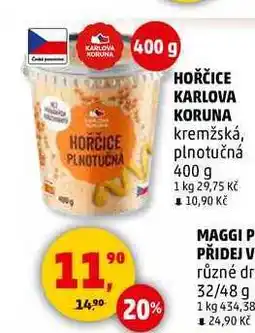 Penny Market HOŘČICE KARLOVA KORUNA kremžská, plnotučná, 400 g nabídka