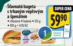 Albert Šťavnatá bageta s trhaným vepřovým a špenátem nabídka