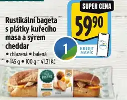 Albert Rustikální bageta s plátky kuřecího masa a sýrem cheddar nabídka