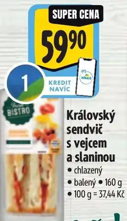 Albert Královský sendvič s vejcem a slaninou nabídka