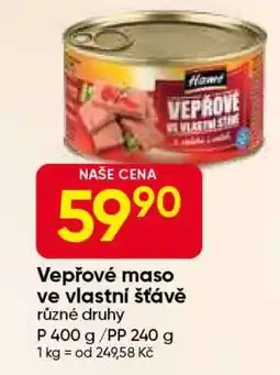 Hruška Vepřové maso ve vlastní šťávě nabídka