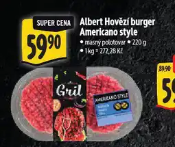 Albert Hovězí burger americano style nabídka
