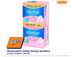 Action Menstruační vložky Always Sensitive nabídka