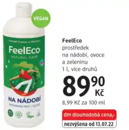 dm drogerie FeelEco prostředek na nádobí, ovoce a zeleninu nabídka