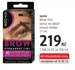 dm drogerie Syoss Brow Tint barva na obočí tmavě hnědá nabídka