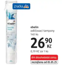 dm drogerie Ebelin odličovací tampony nabídka