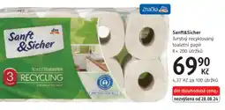 dm drogerie Sanft&Sicher 3vrstvý recyklovaný toaletní papír nabídka