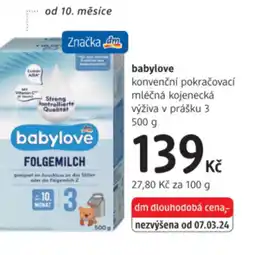 dm drogerie Babylove konvenční pokračovací mléčná kojenecká výživa v prášku 3 nabídka
