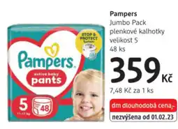 dm drogerie Pampers Jumbo Pack plenkové kalhotky nabídka
