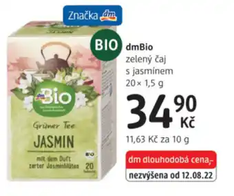 dm drogerie DmBio zelený čaj s jasmínem nabídka