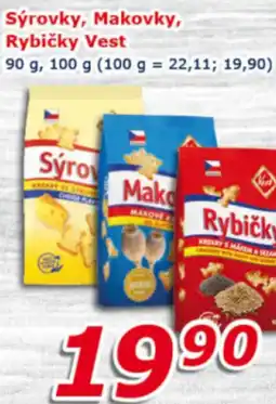 ESO MARKET Sýrovky, Makovky, Rybičky Vest nabídka