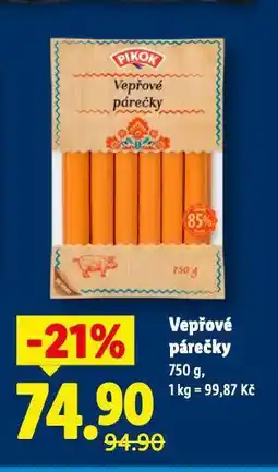 Lidl Vepřové párečky nabídka