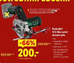 Lidl Parkside 12 v aku ruční okružní pila nabídka