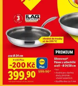 Lidl Silvercrest Pánev z ušlechtilé oceli – Ø 24/28 cm nabídka