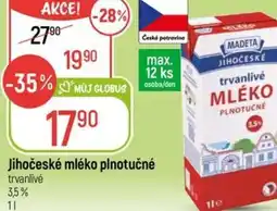 Globus Madeta Jihočeské mléko plnotučné nabídka