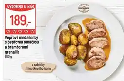 Globus Vepřové medailonky s pepřovou omáčkou a bramborami grenaille nabídka