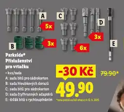 Lidl Parkside příslušenství pro vrtačku sada bitů pro sádrokarton nabídka