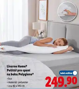Lidl Livarno home polštář na spaní na boku polygiene nabídka