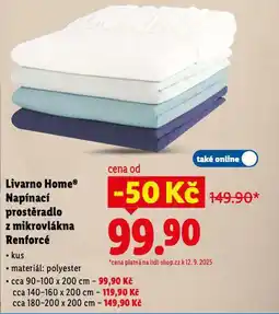 Lidl Livarno home napínací prostěradlo z mikrovlákna renforcé nabídka